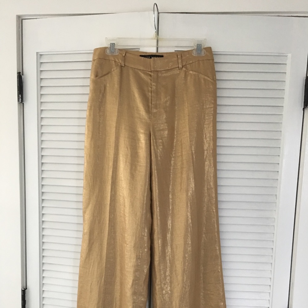 Ralph Lauren Wide Leg Gold Pants Size 4